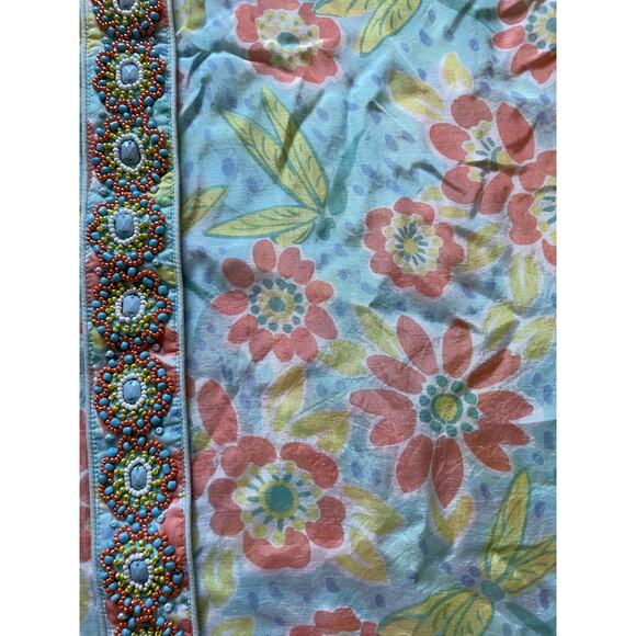 Bella Tu Womens/Teen Sheer Floral/Butterfly Shirt Dress Size Small Beaded beach - Picture 7 of 8